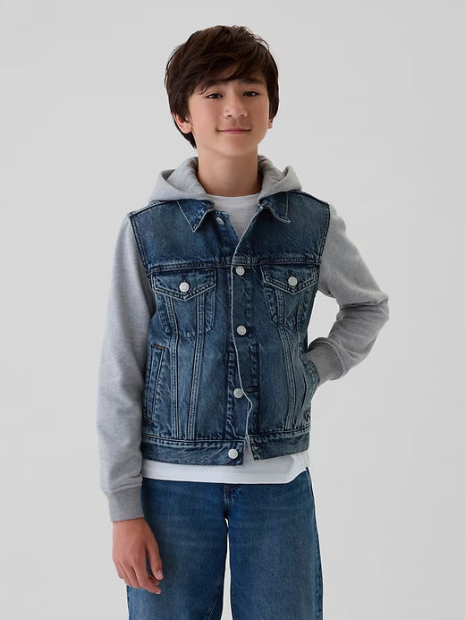 Gap Kids Hooded Icon Denim Jacket