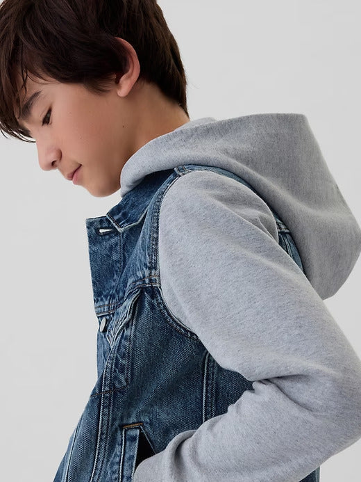 Gap Kids Hooded Icon Denim Jacket