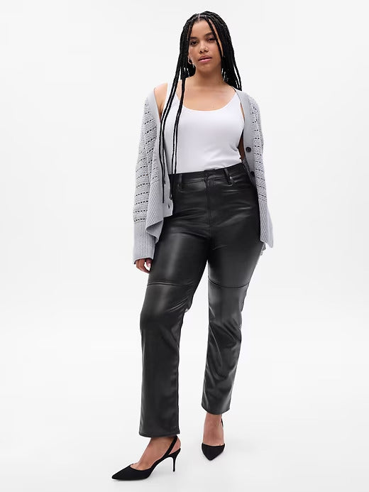 Gap High Rise Vegan Leather Cheeky Straight Pants