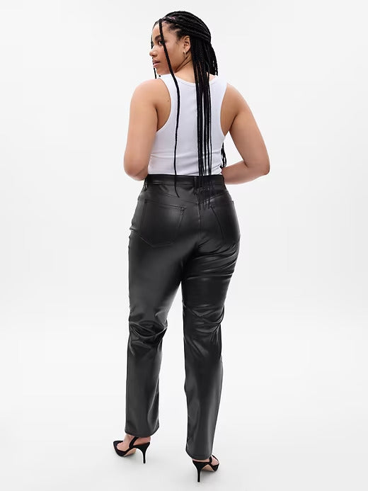 Gap High Rise Vegan Leather Cheeky Straight Pants