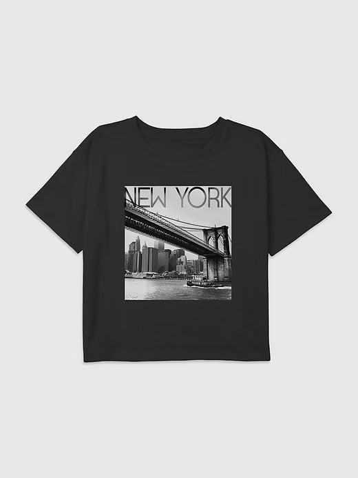 Gap Kids New York Bridge Graphic Boxy Crop Tee