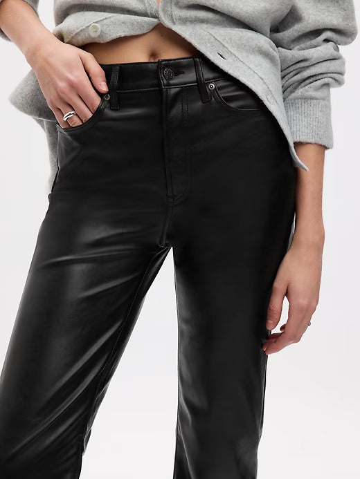 Gap High Rise Vegan Leather '70s Flare Pants