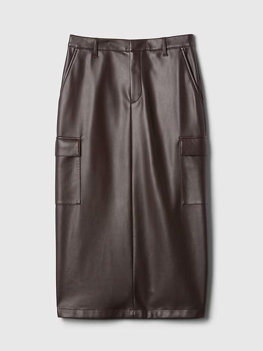 Gap Vegan Leather Cargo Midi Skirt