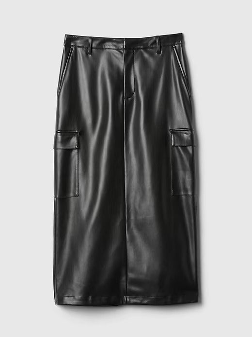 Gap Vegan Leather Cargo Midi Skirt