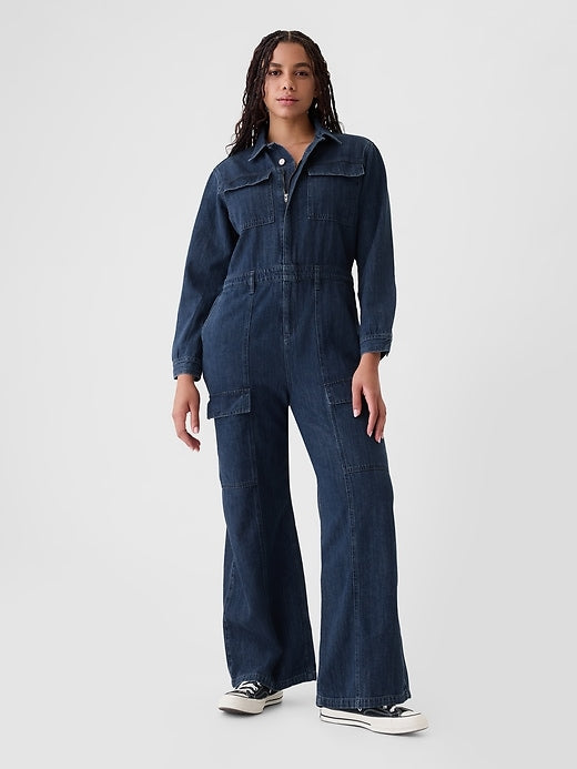 Gap Denim Cargo Jumpsuit
