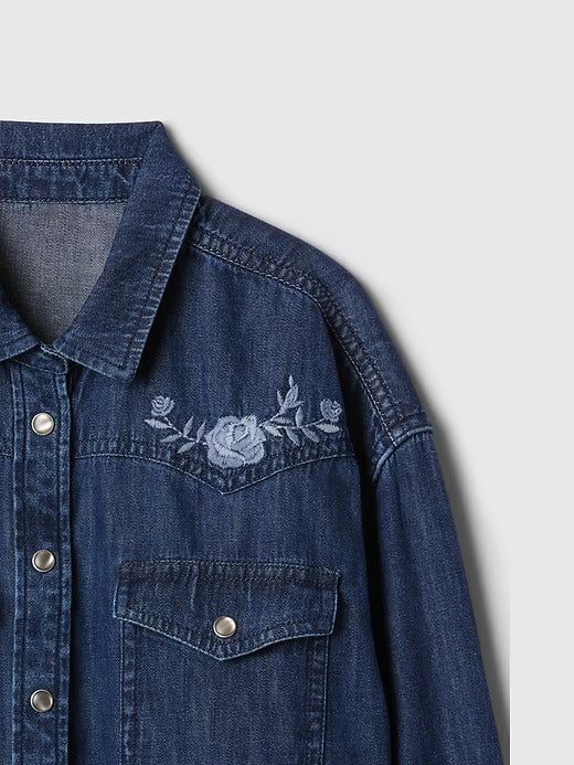 Gap Kids Oversized Denim Western Shirt