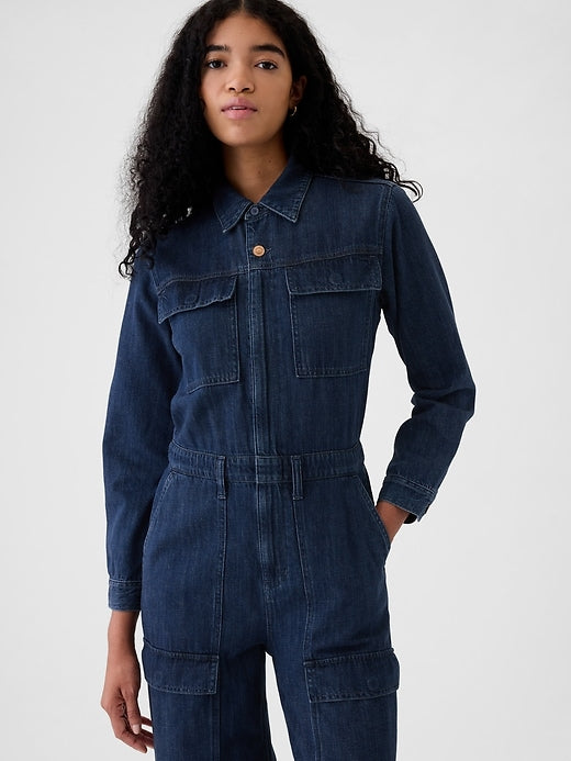 Gap Denim Cargo Jumpsuit