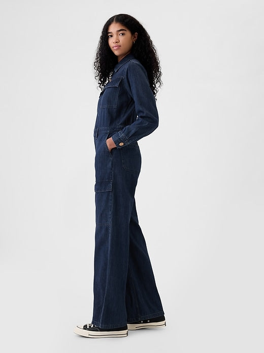 Gap Denim Cargo Jumpsuit