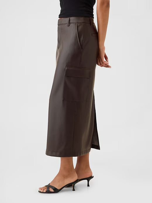 Gap Vegan Leather Cargo Midi Skirt