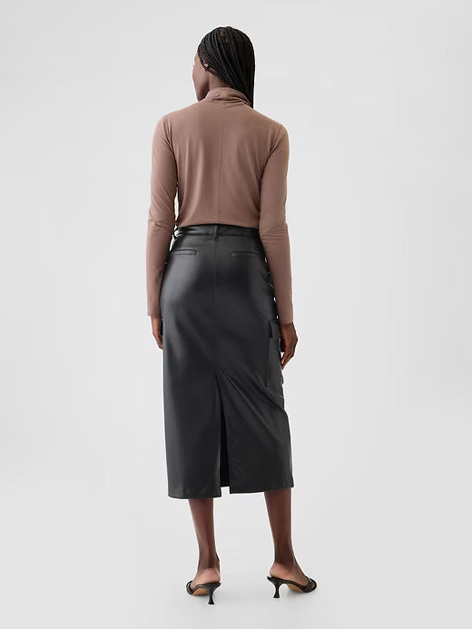Gap Vegan Leather Cargo Midi Skirt