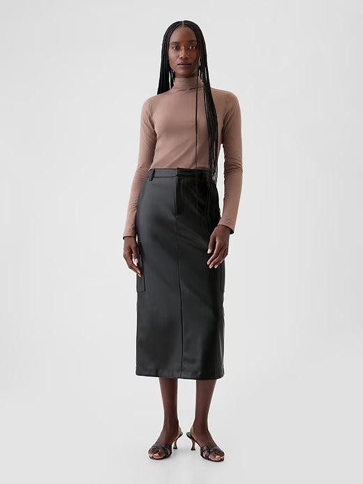 Gap Vegan Leather Cargo Midi Skirt