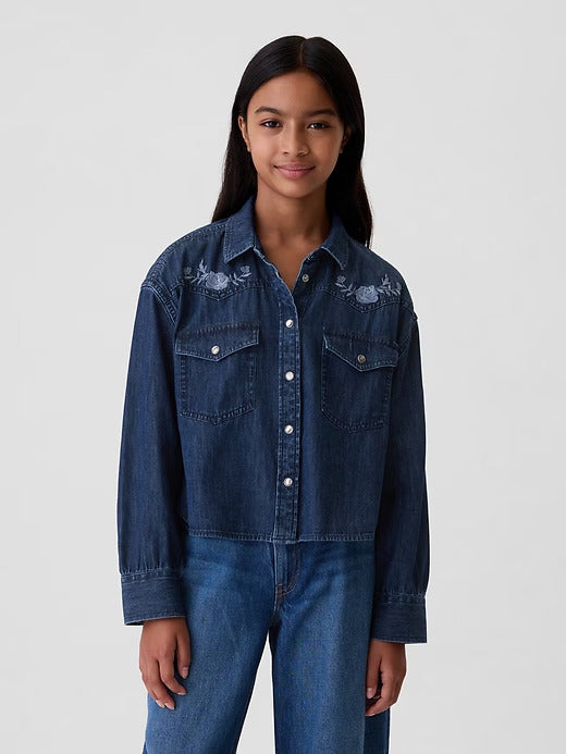 Gap Kids Oversized Denim Western Shirt