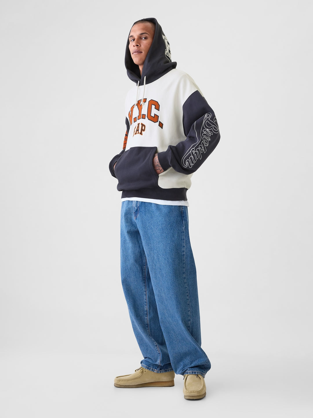 GAP NYC Logo Colorblock Hoodie