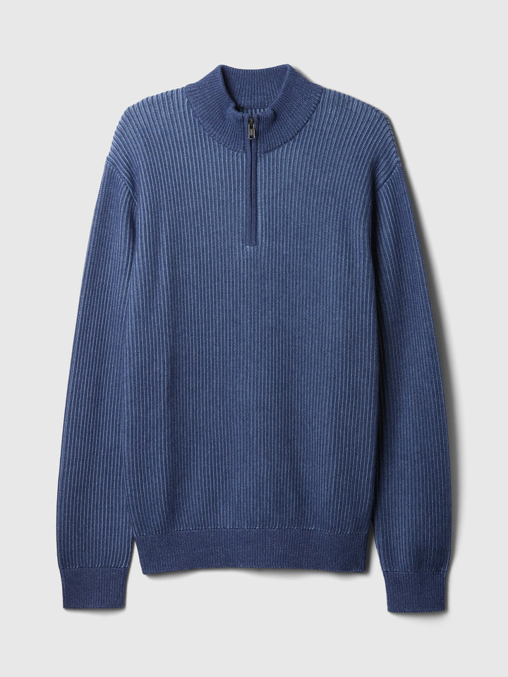 GAP Quarter-Zip Plaited Knit Pullover Sweater