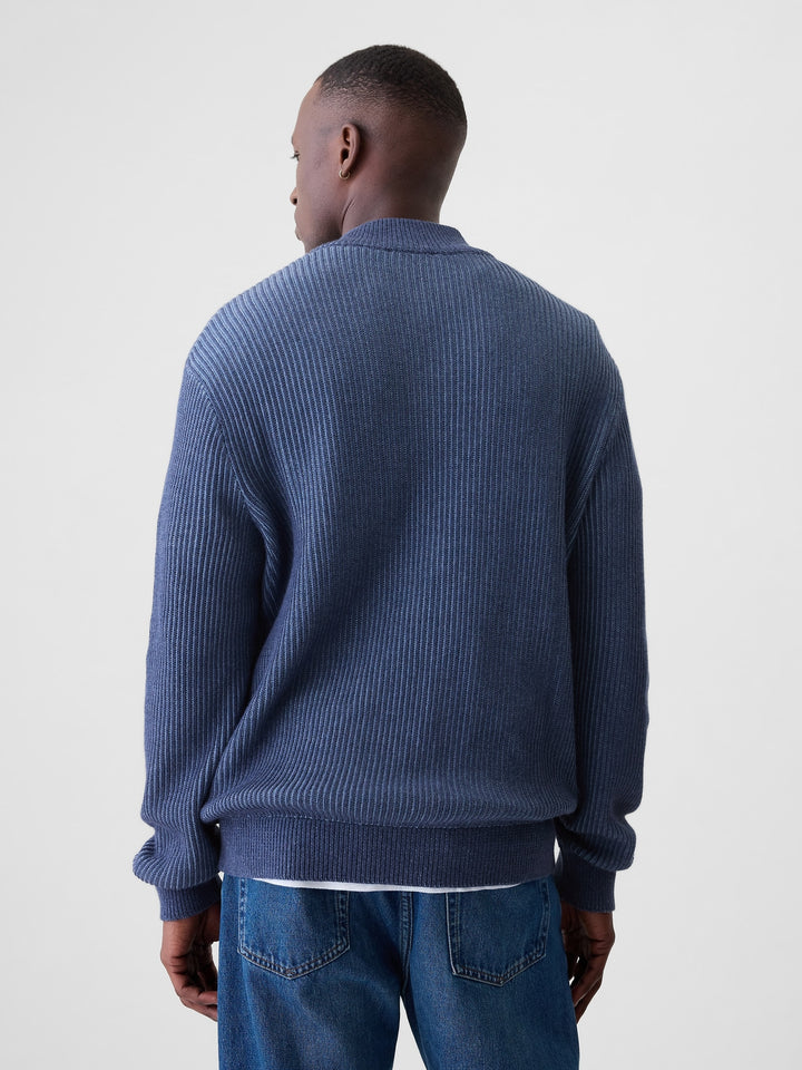 GAP Quarter-Zip Plaited Knit Pullover Sweater