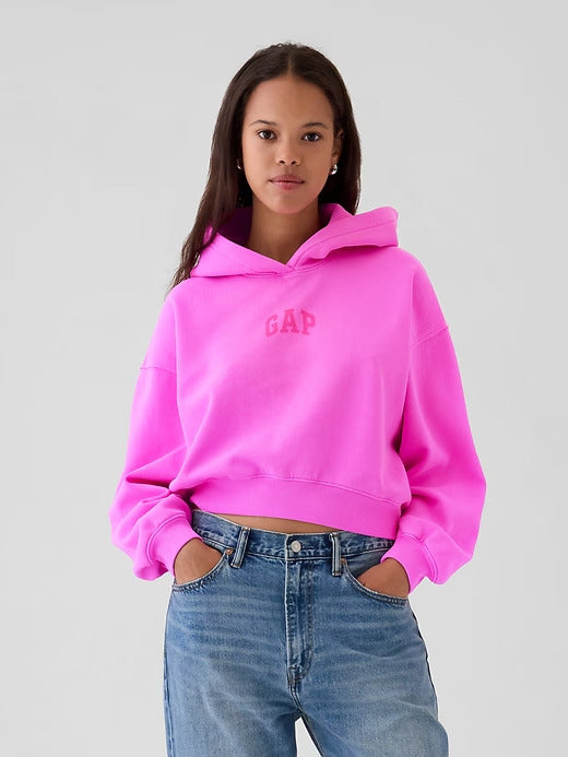Gap  VintageSoft Arch Logo Cropped Hoodie