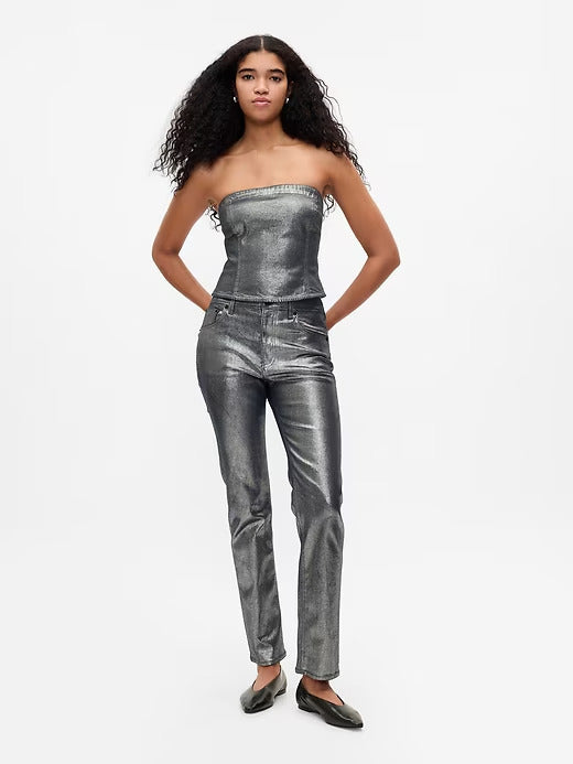 Gap High Rise Metallic '90s Straight Jeans