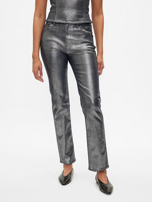 Gap High Rise Metallic '90s Straight Jeans
