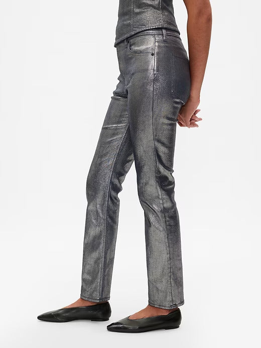 Gap High Rise Metallic '90s Straight Jeans