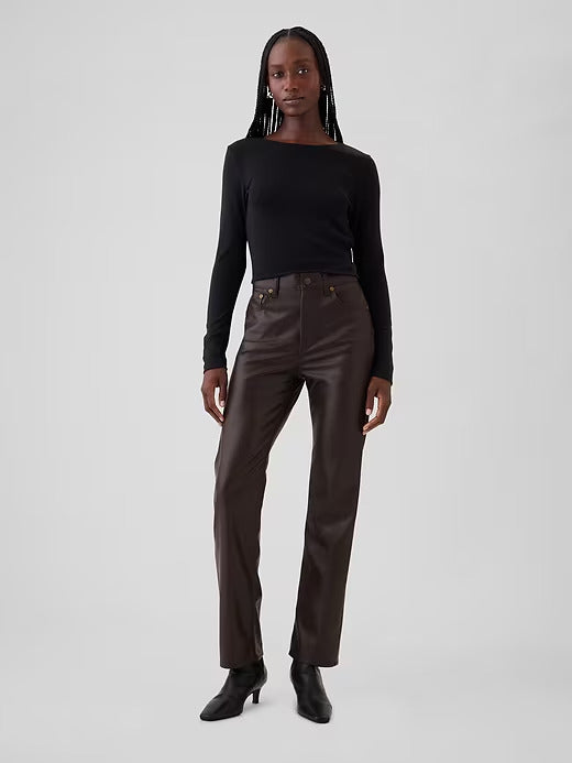 Gap High Rise Recycled Vegan Leather '90s Straight Pants