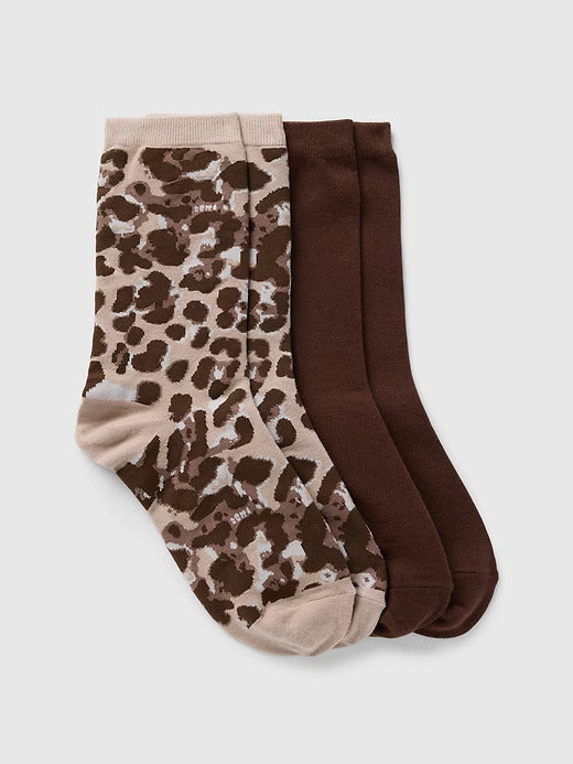 Gap Leopard Crew Socks (2-Pack)