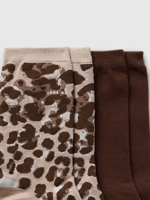Gap Leopard Crew Socks (2-Pack)