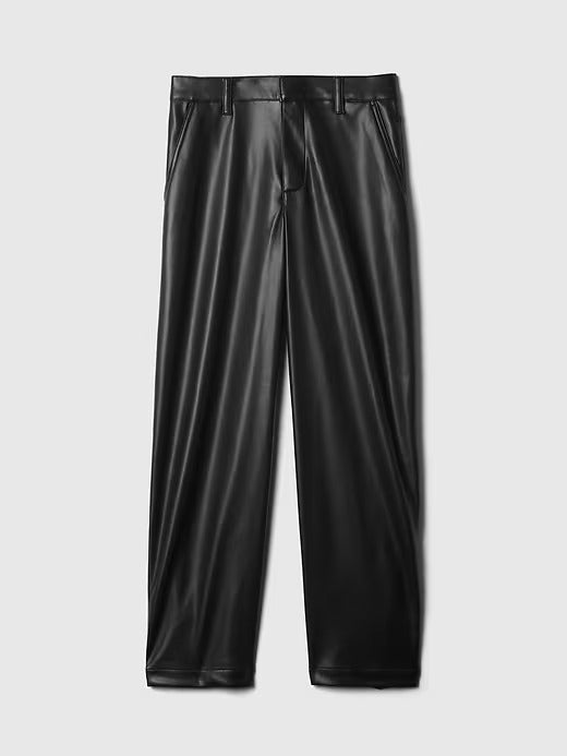 Gap Mid Rise Vegan Leather Barrel Pants