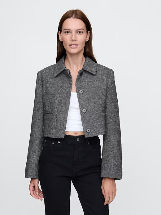 Gap Cropped Herringbone Jacket
