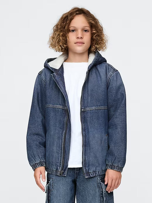 Gap Kids Cozy Denim Hooded Jacket