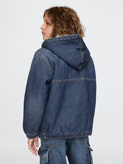 Gap Kids Cozy Denim Hooded Jacket