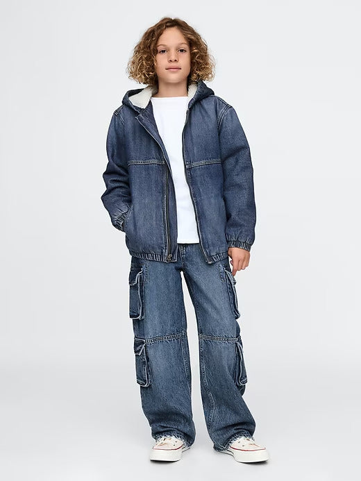 Gap Kids Cozy Denim Hooded Jacket