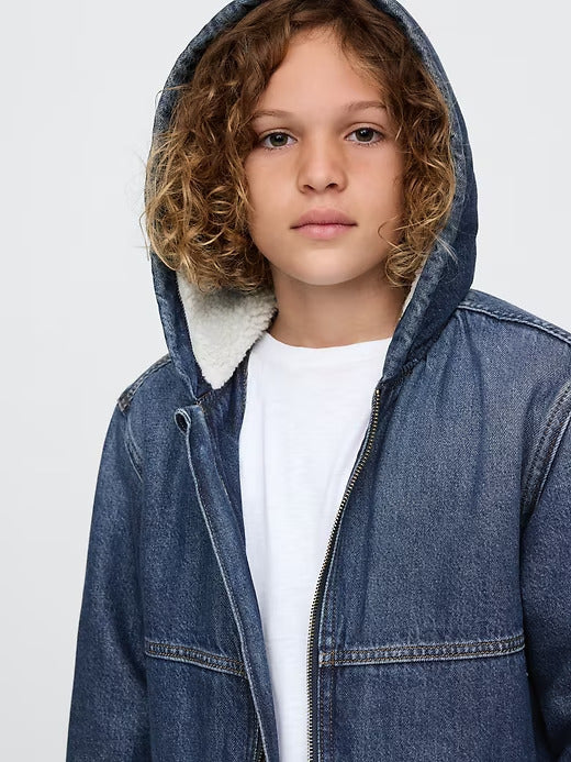 Gap Kids Cozy Denim Hooded Jacket