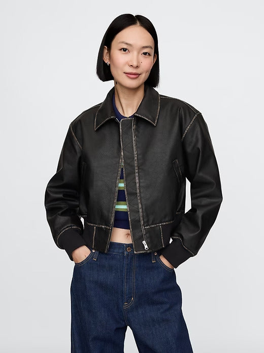 Gap Vegan Leather Bomber Jacket