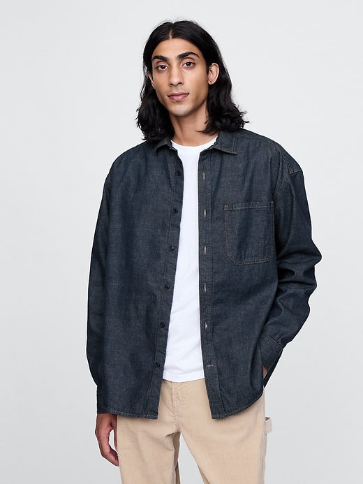 Gap Embroidered Denim Big Shirt