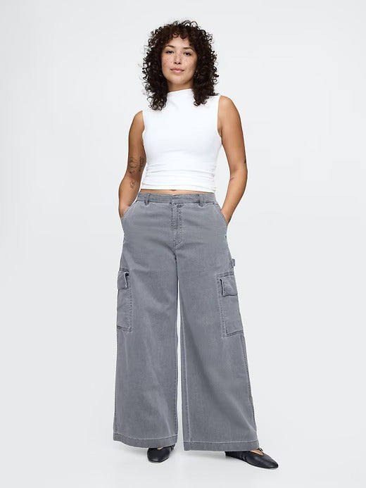 Gap Mid Rise Cargo Baggy Khakis