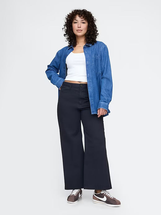 Gap High Rise Stride Wide-Leg Ankle Khakis