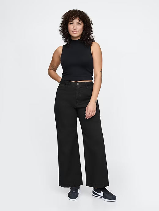 Gap High Rise Stride Wide-Leg Ankle Khakis