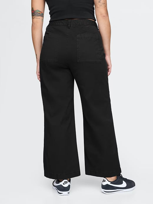 Gap High Rise Stride Wide-Leg Ankle Khakis