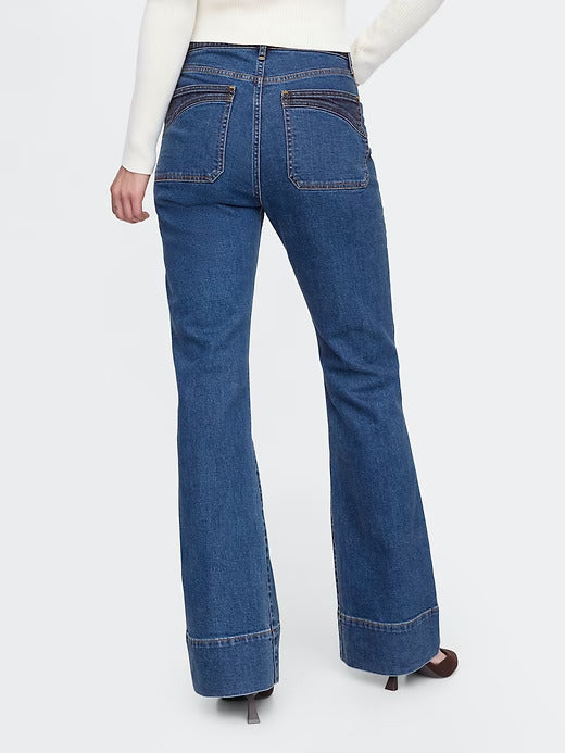 Gap High Rise Braided '70s Flare Jeans