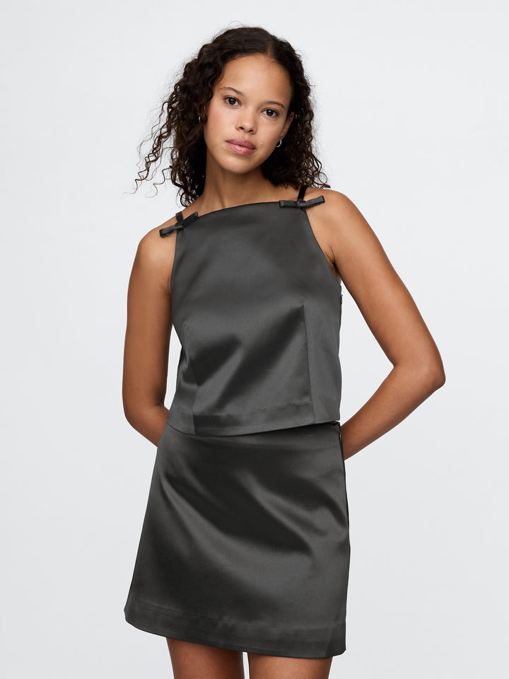 Gap Satin Square-Neck Bow Top
