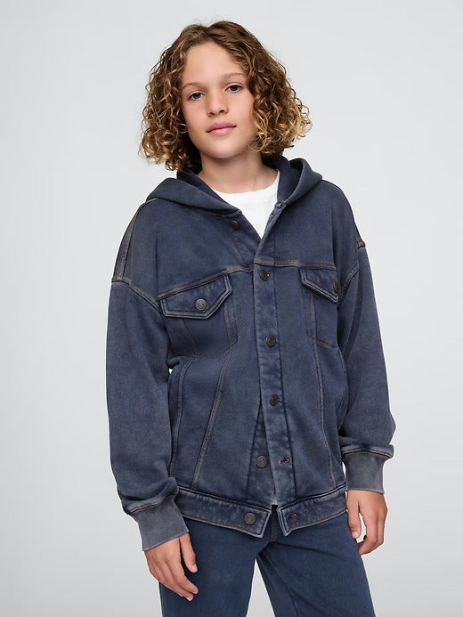 Gap Kids Hooded Icon Sweatshirt Denim Jacket