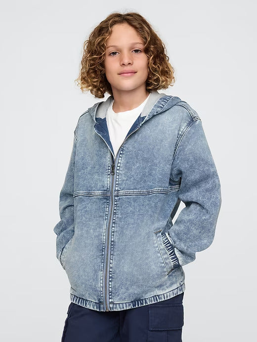 Gap Kids UltraSoft Denim Hooded Jacket