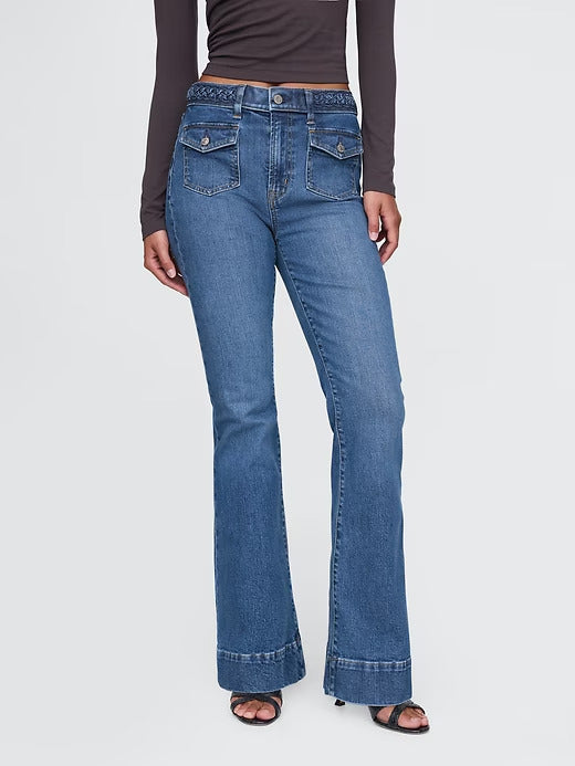 Gap High Rise Braided '70s Flare Jeans