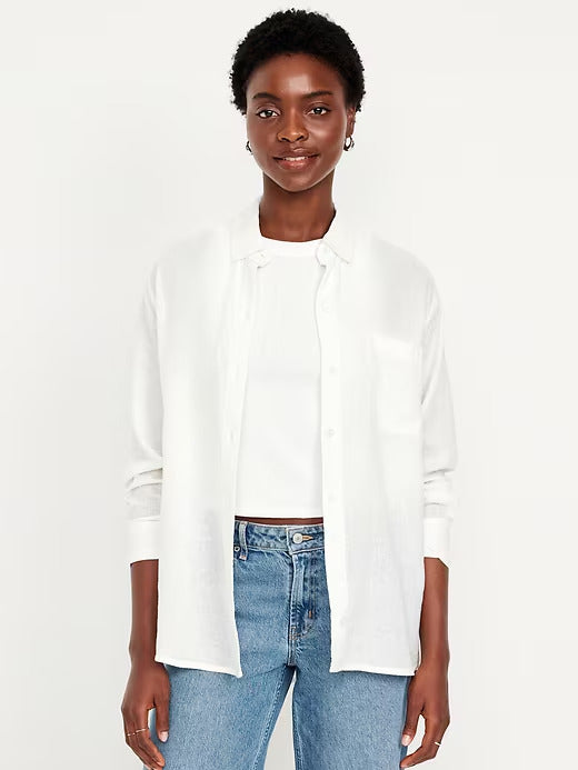 Old Navy Linen-Blend Loose Button-Down Shirt