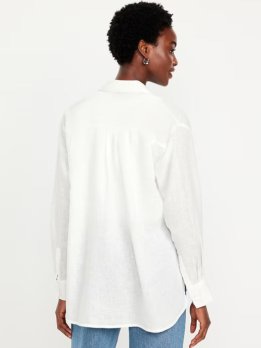Old Navy Linen-Blend Loose Button-Down Shirt