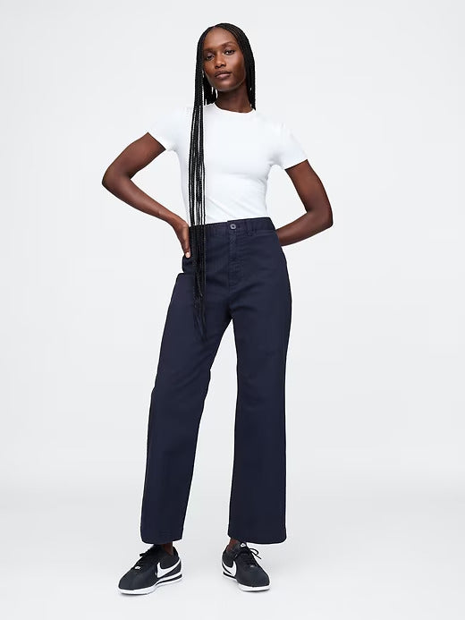 Gap High Rise Stride Wide-Leg Ankle Khakis