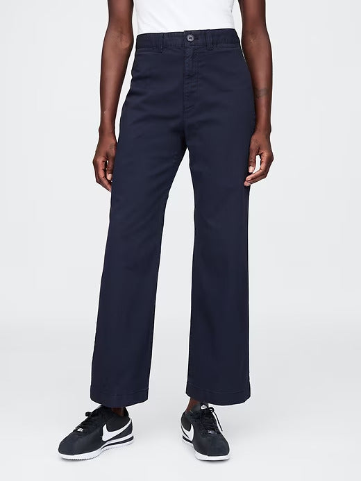 Gap High Rise Stride Wide-Leg Ankle Khakis
