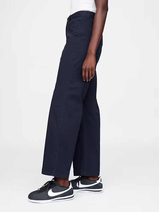 Gap High Rise Stride Wide-Leg Ankle Khakis