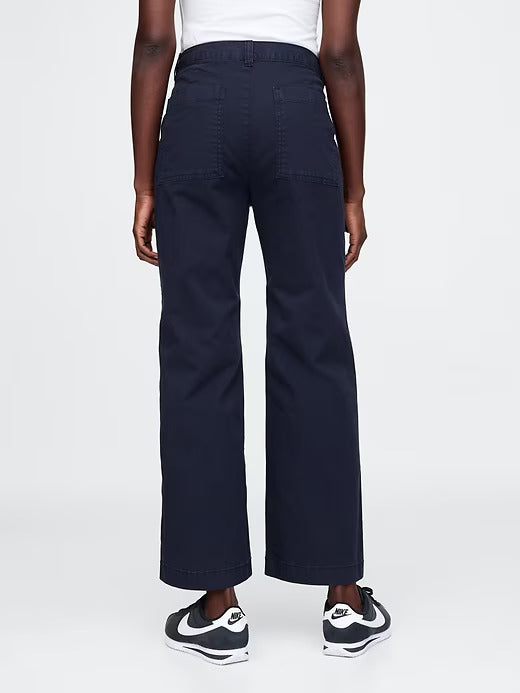 Gap High Rise Stride Wide-Leg Ankle Khakis