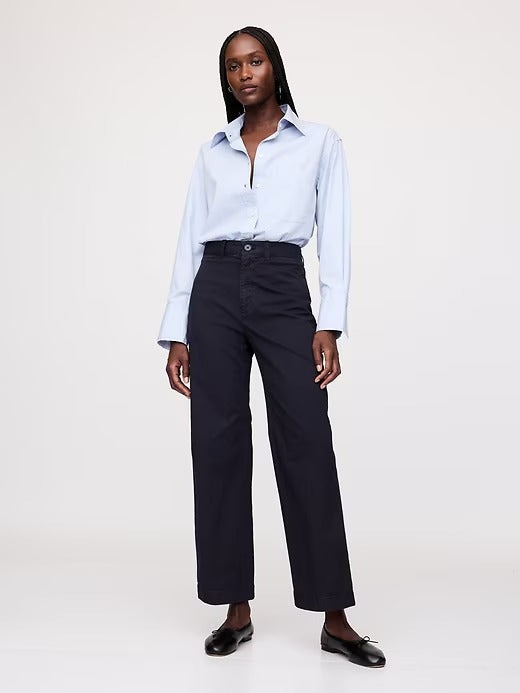 Gap High Rise Stride Wide-Leg Ankle Khakis